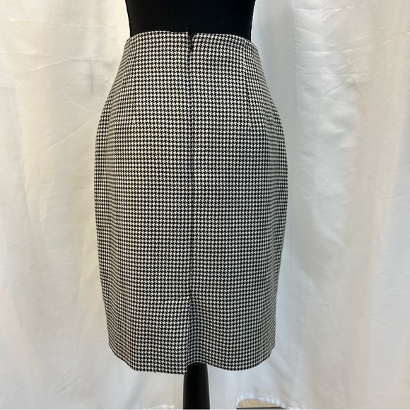 JONES New York black white houndstooth check wool pencil skirt Sz 10 - Picture 2 of 11